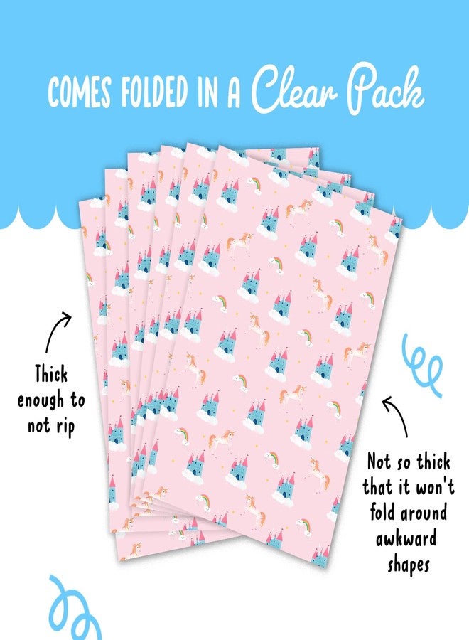 CENTRAL 23 Birthday Wrapping Paper - (x6) Pink Gift Wrap Sheets for Girls - Unicorn & Rainbow - New Baby - Magical Princess Giftwrap - Recyclable - Image 4